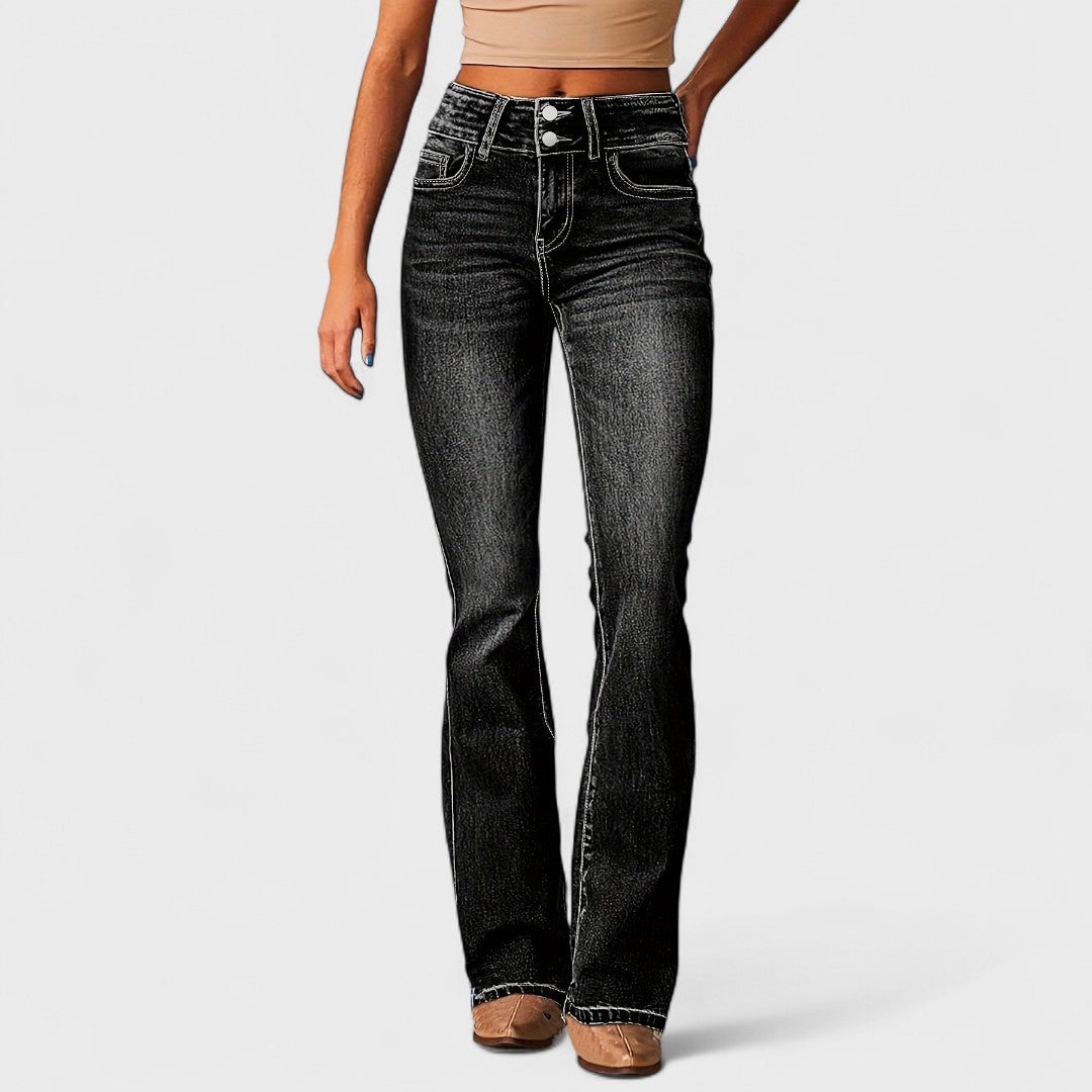 Marylène - High-waisted Wide-leg Fashion Jeans