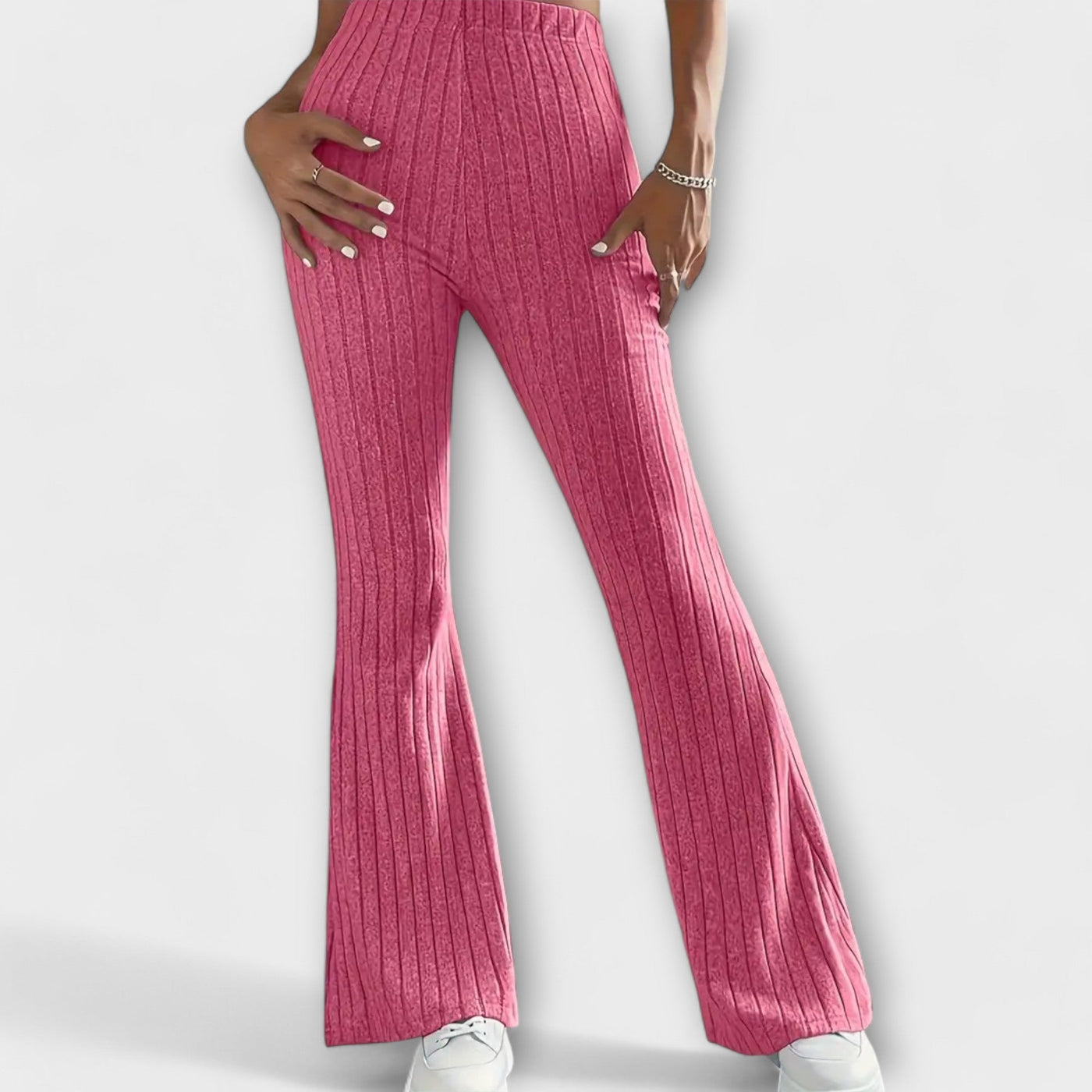 Luretta – Flared Trousers with Fine Structure