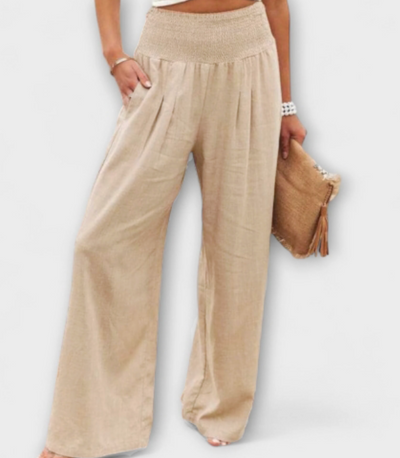 Thearya - Casual Wide-Leg Linen Trousers