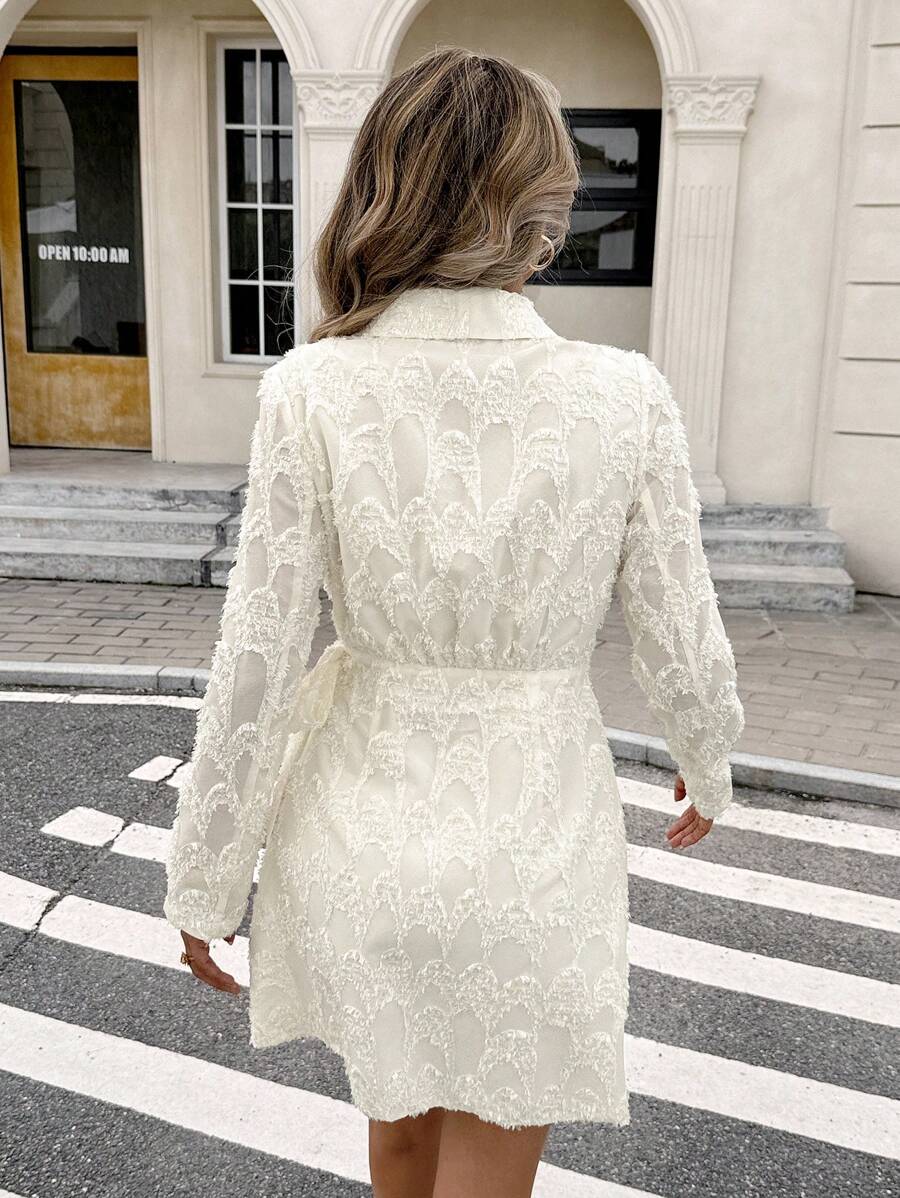 Elara – Lace Wrap Dress in Cream White