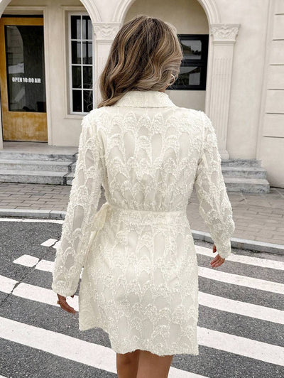 Elara – Lace Wrap Dress in Cream White