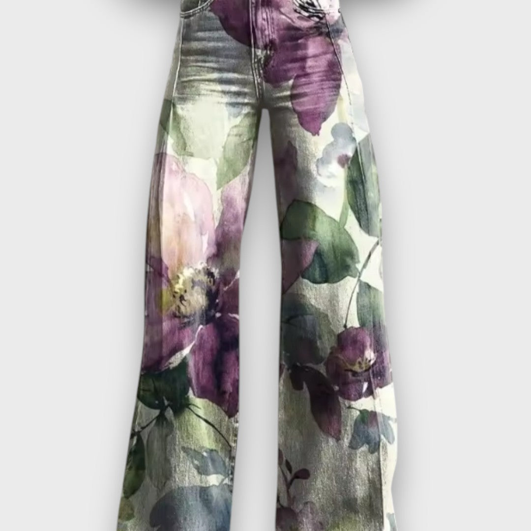 Maribel – Wide Leg Jeans with Floral Print