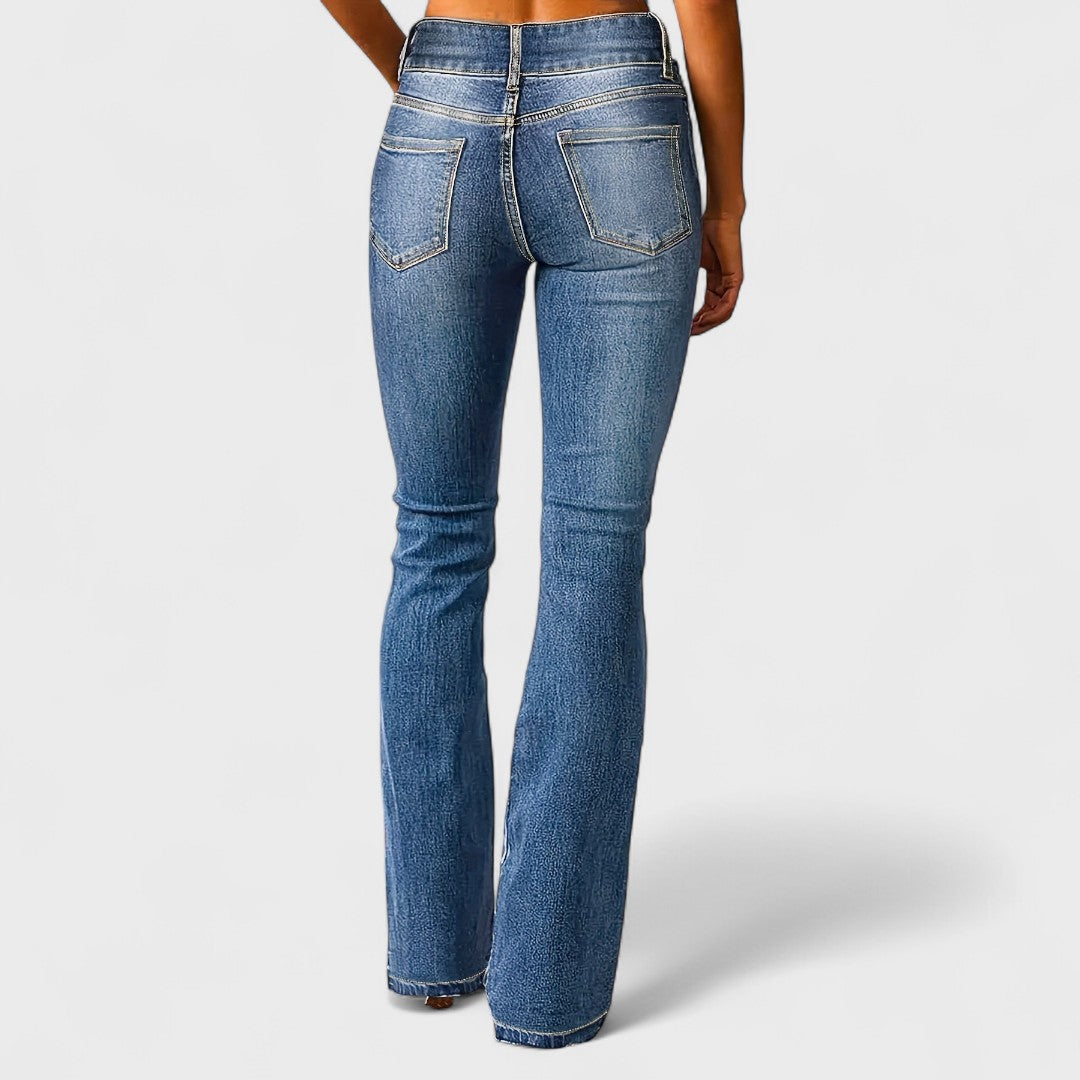 Marylène - High-waisted Wide-leg Fashion Jeans