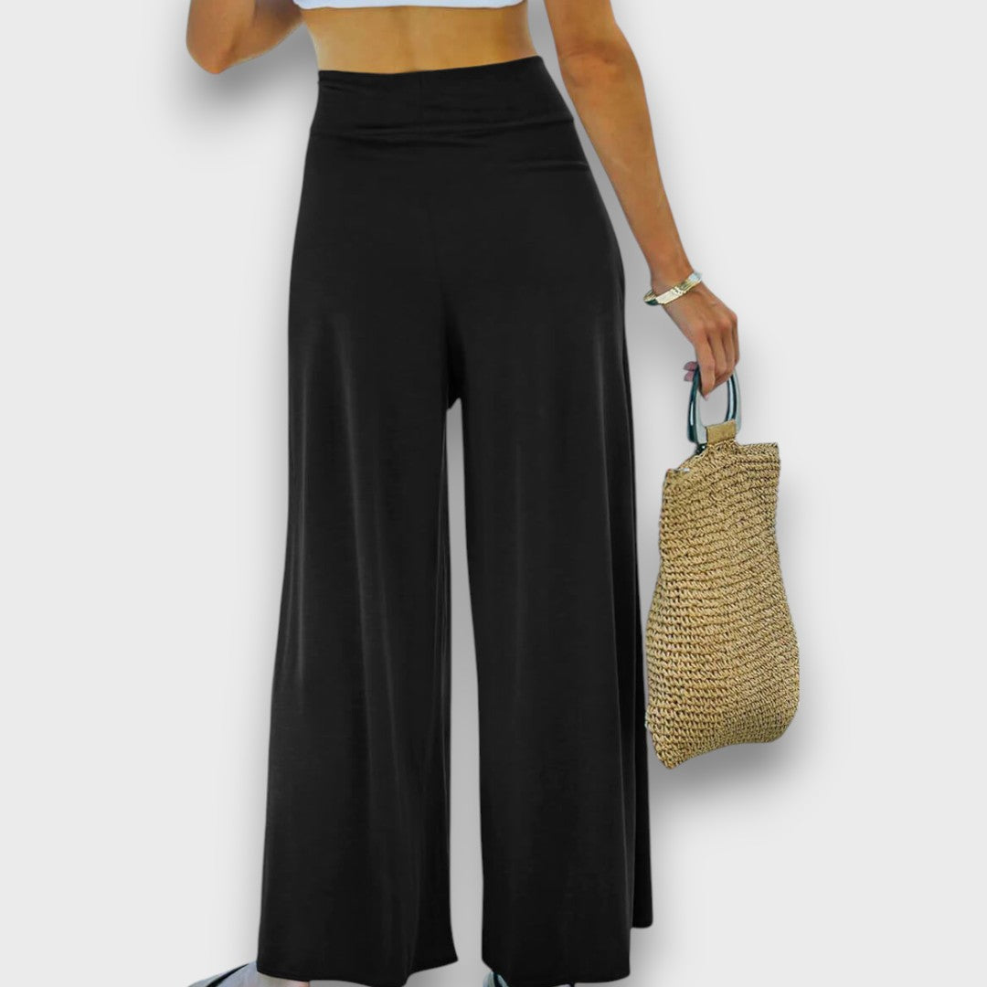 Narella – Summer trousers with crossover effect and tie waist