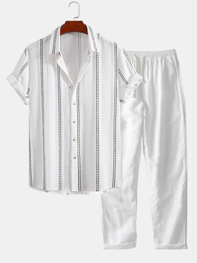 Jacquard Shirt & Linen Trousers Set