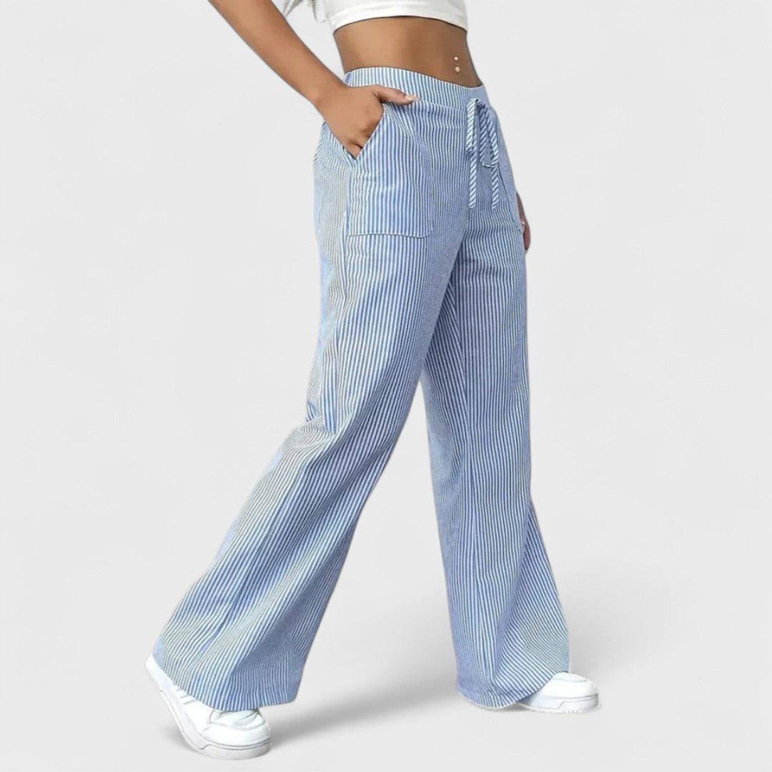 Dominique - Comfortable wide trousers with elegant details