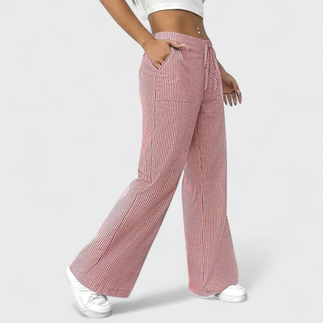 Dominique - Comfortable wide trousers with elegant details