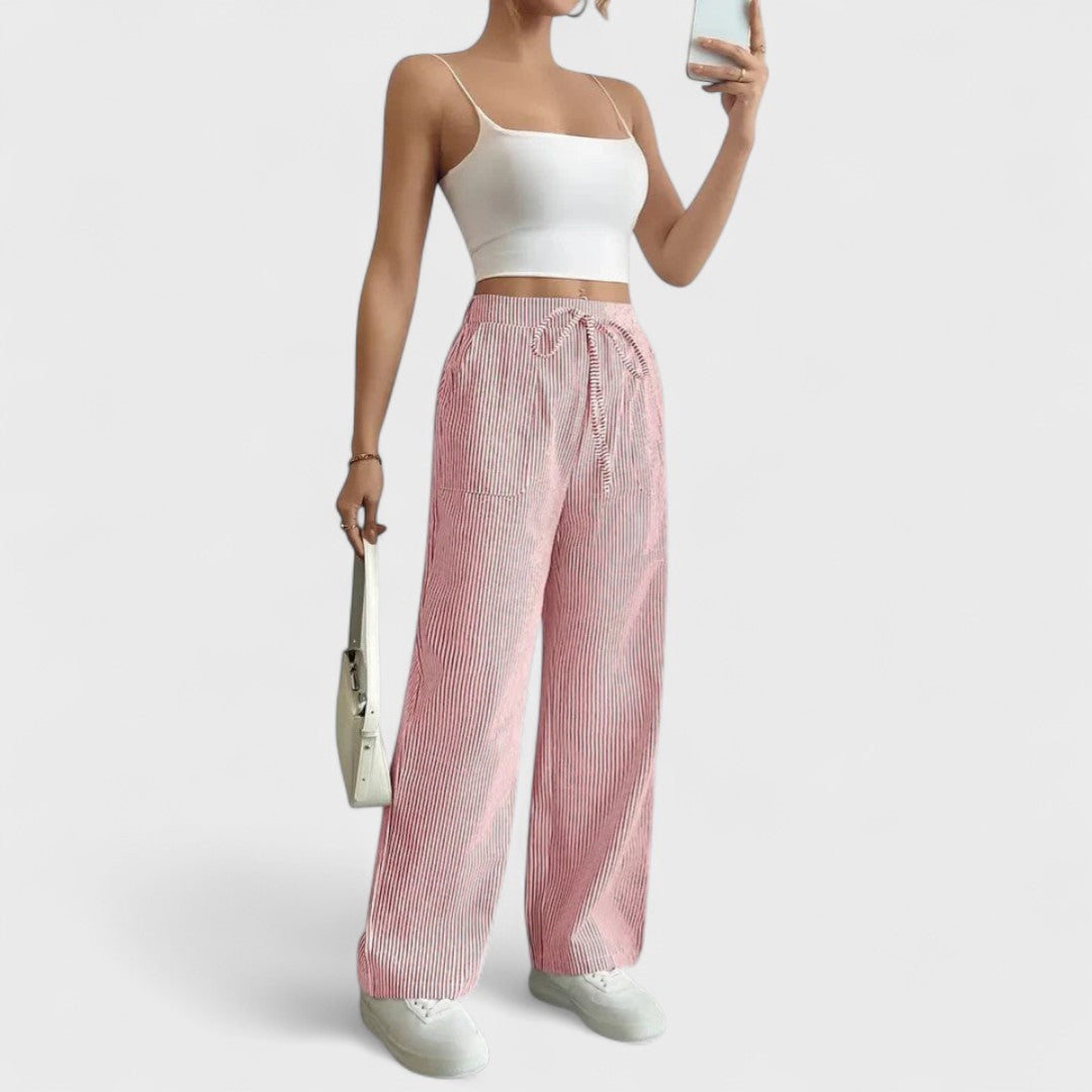 Dominique - Comfortable wide trousers with elegant details
