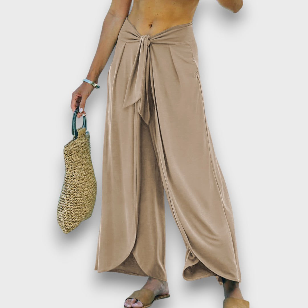 Narella – Summer trousers with crossover effect and tie waist