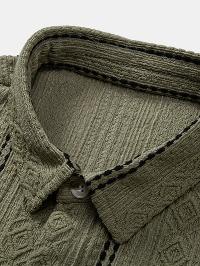 Jacquard Shirt & Linen Trousers Set