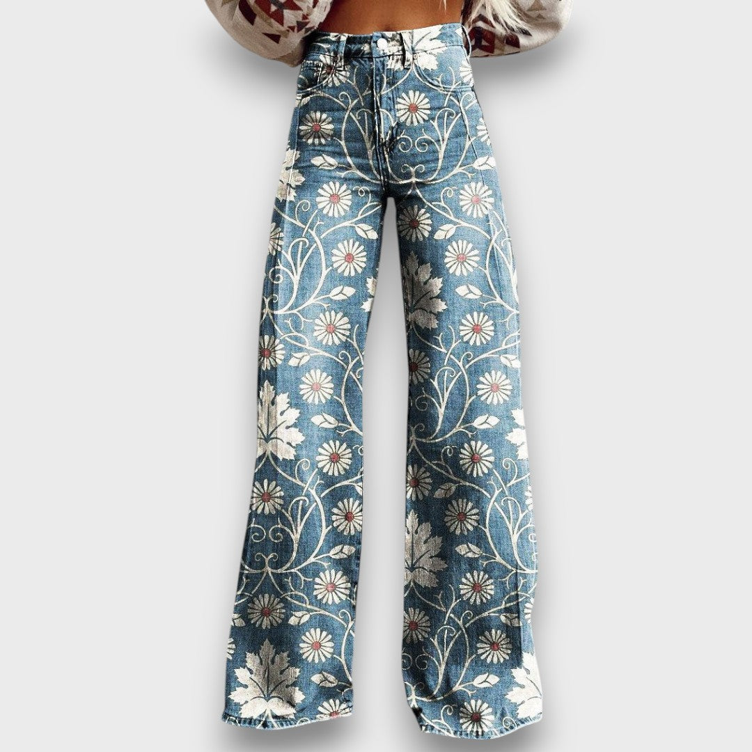 Elaya – Boho Jeans with Floral Pattern