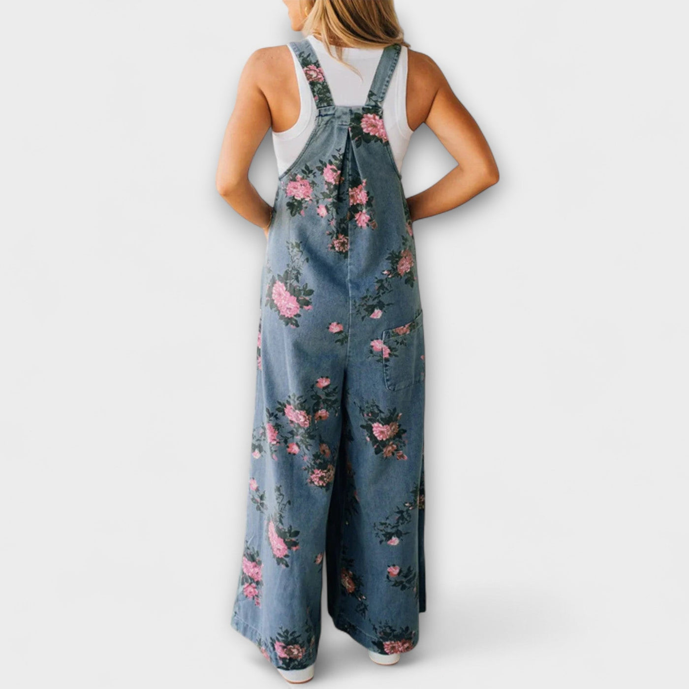 Bethany - Denim Dungarees with Floral Pattern