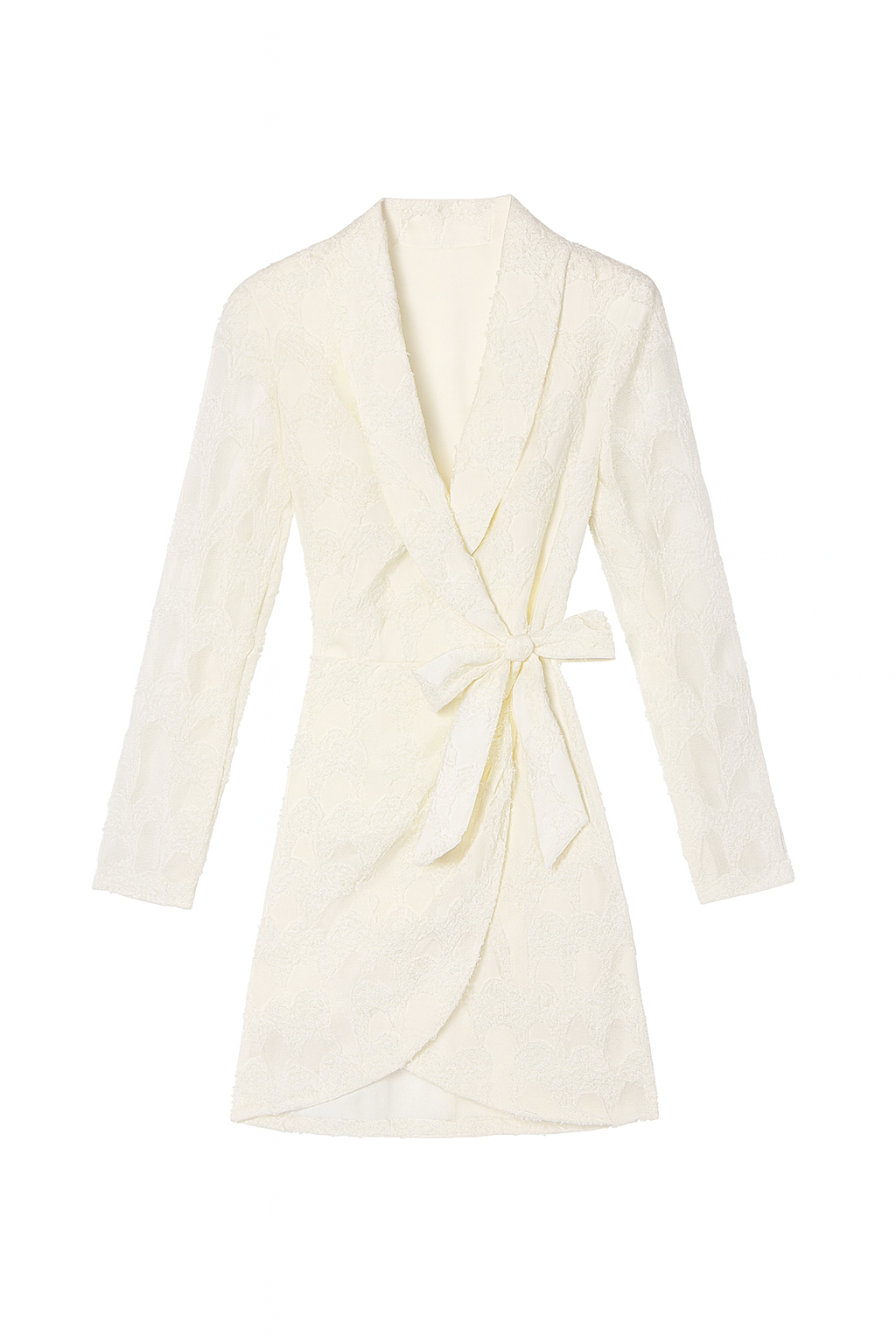 Elara – Lace Wrap Dress in Cream White