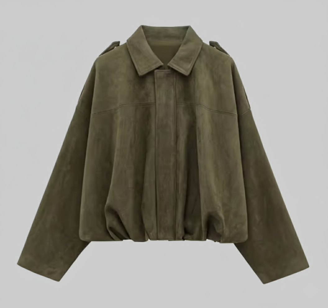 Lina – Oversize Suede Bomber