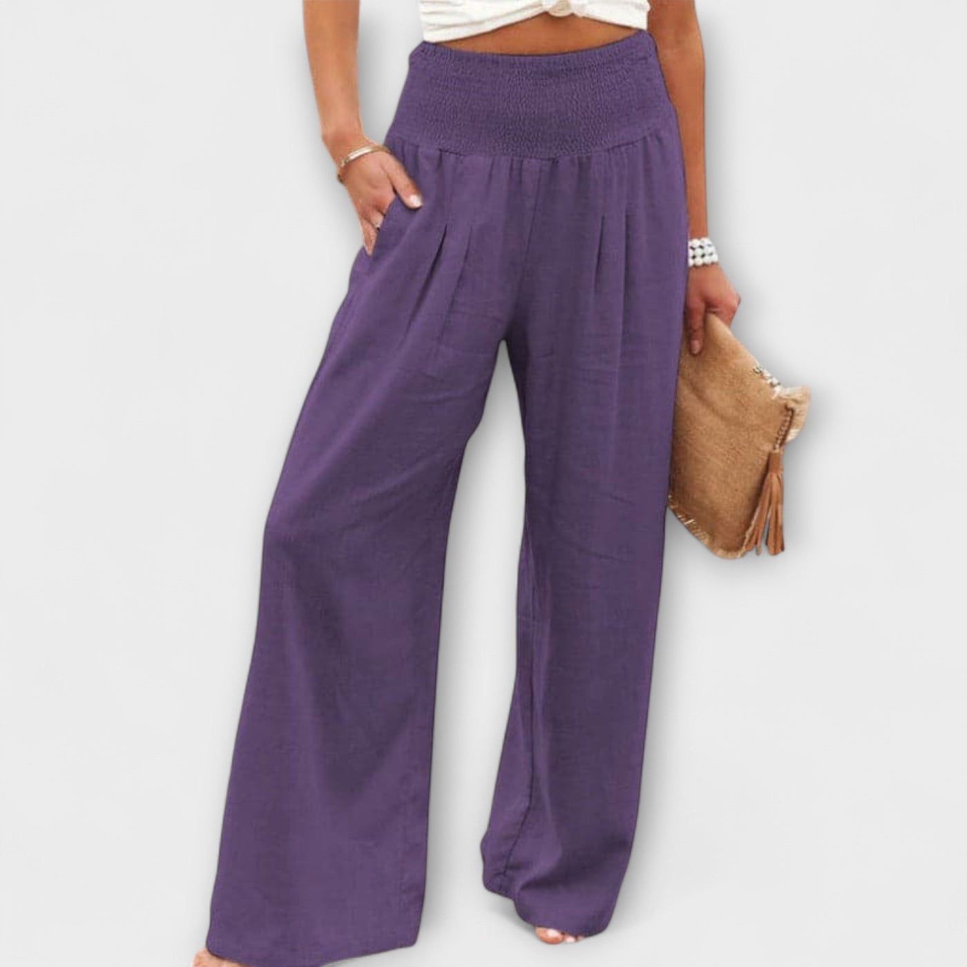 Thearya - Casual Wide-Leg Linen Trousers