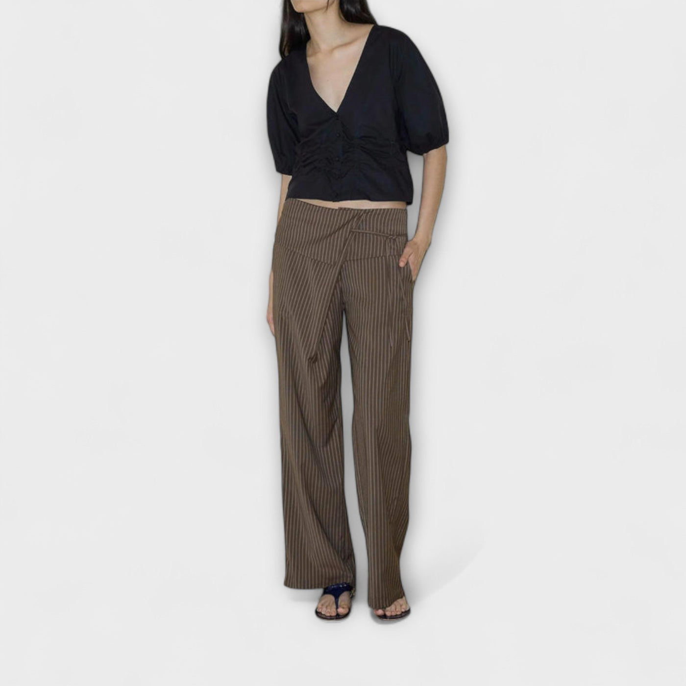 Julia - Striped Foldable Trousers