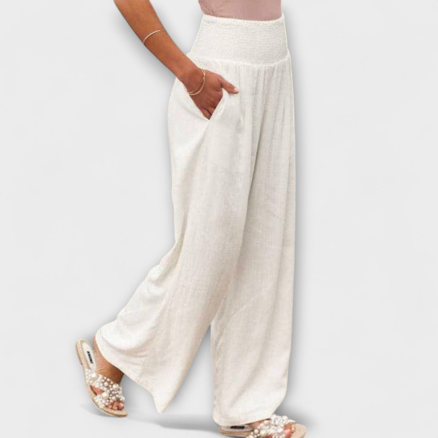 Thearya - Casual Wide-Leg Linen Trousers