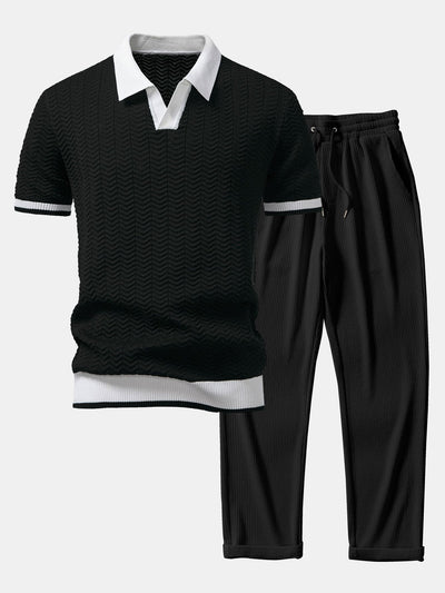 Santorini V-Neck Polo & Ribbed Trousers Set