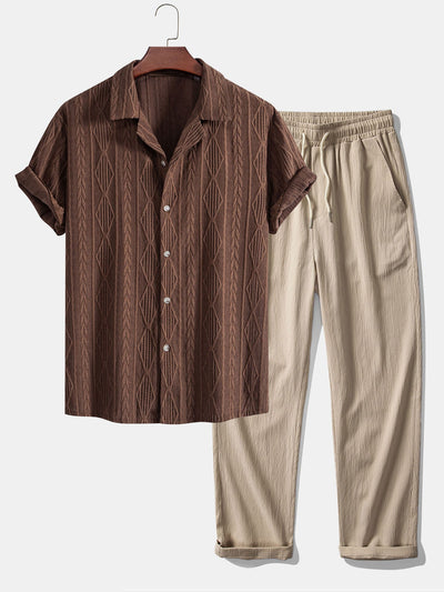 Jacquard Cuban Shirt & Textured Trousers Set