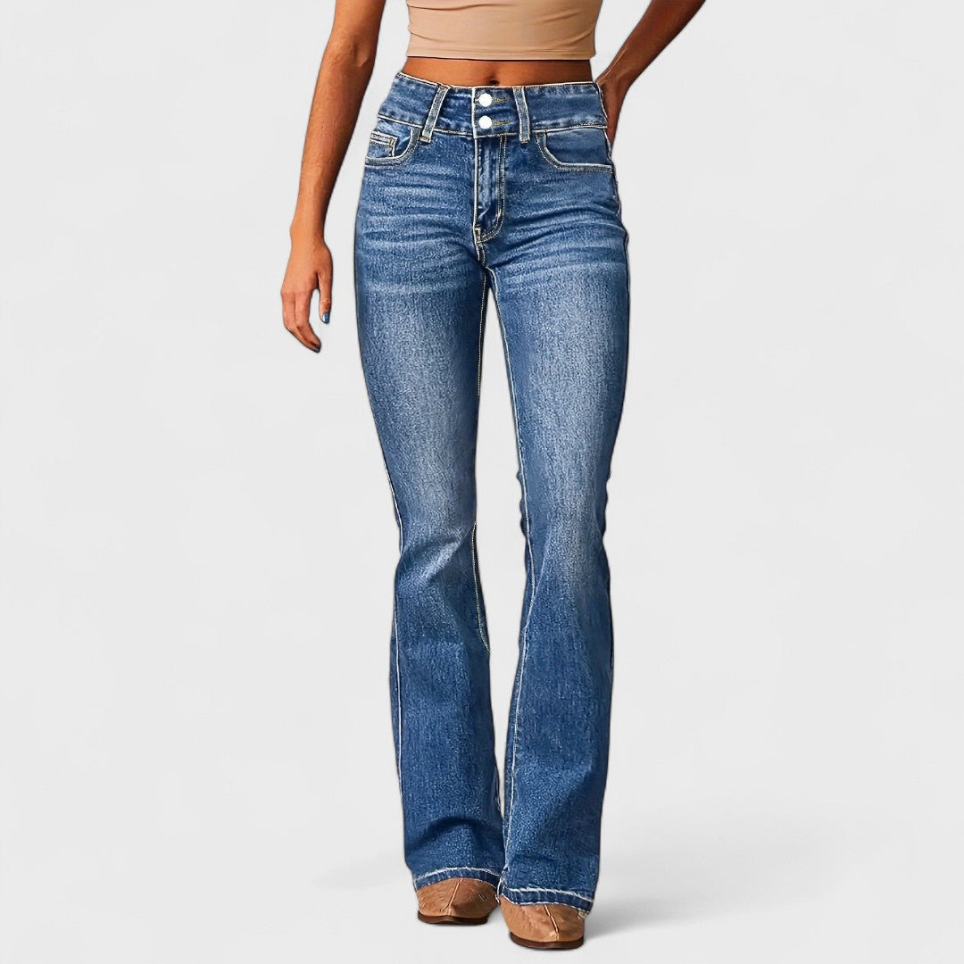 Marylène - High-waisted Wide-leg Fashion Jeans