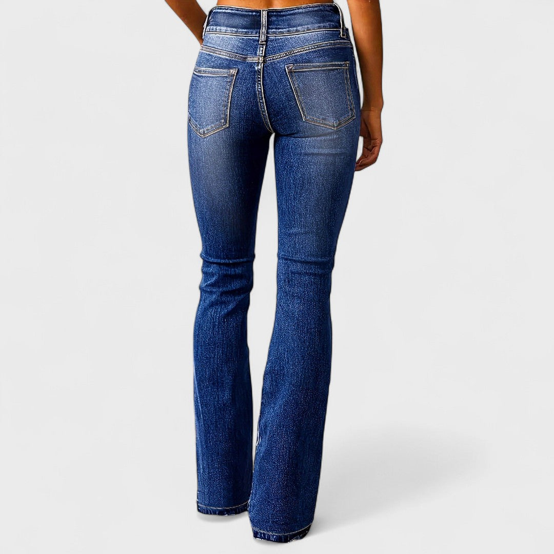 Marylène - High-waisted Wide-leg Fashion Jeans