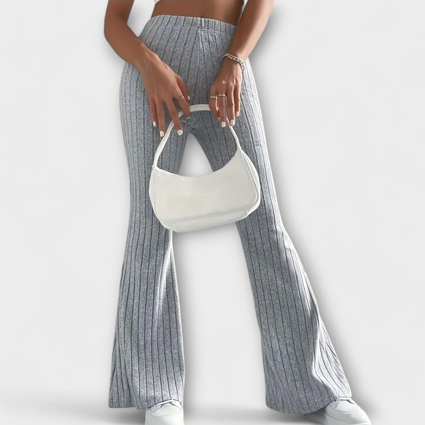 Luretta – Flared Trousers with Fine Structure