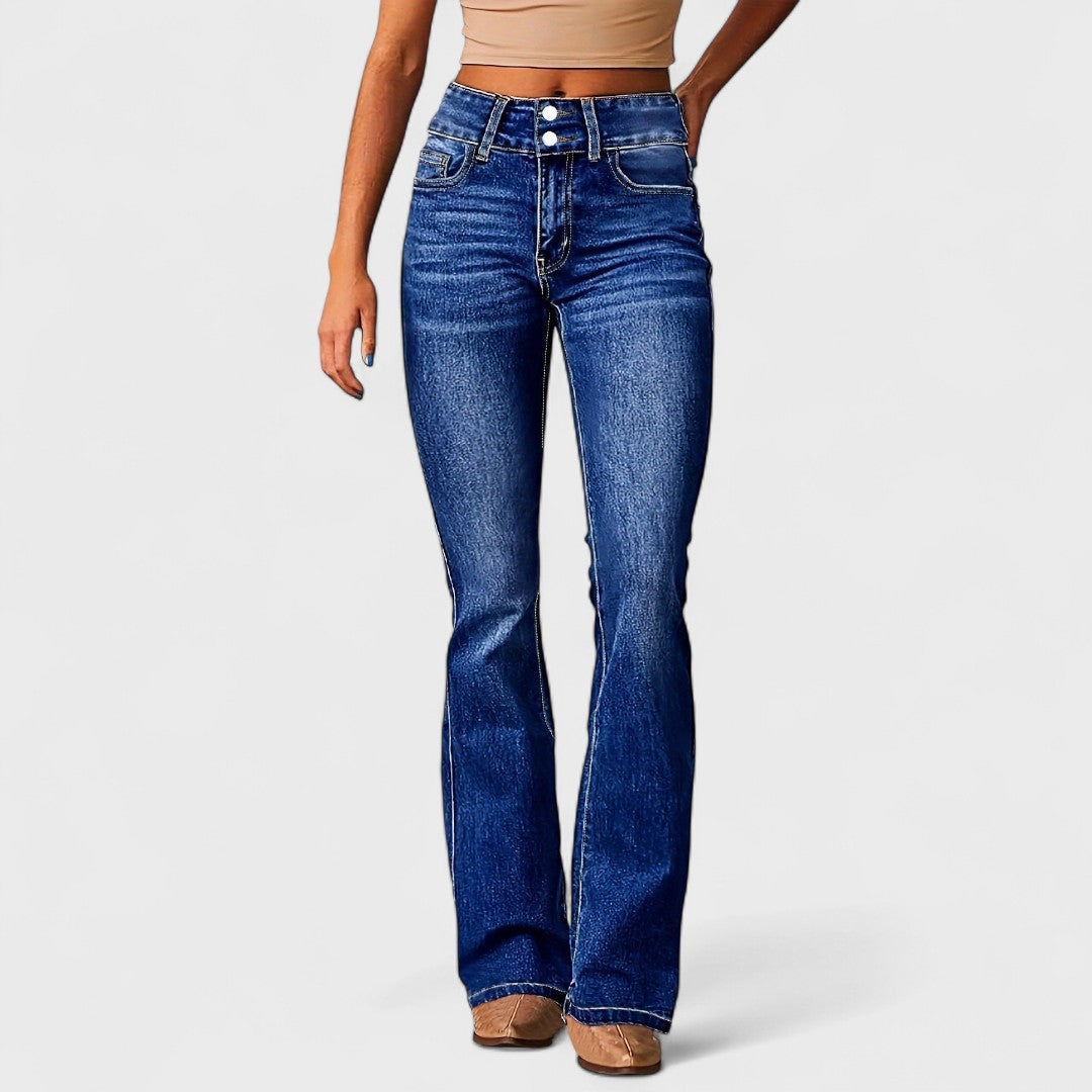 Marylène - High-waisted Wide-leg Fashion Jeans