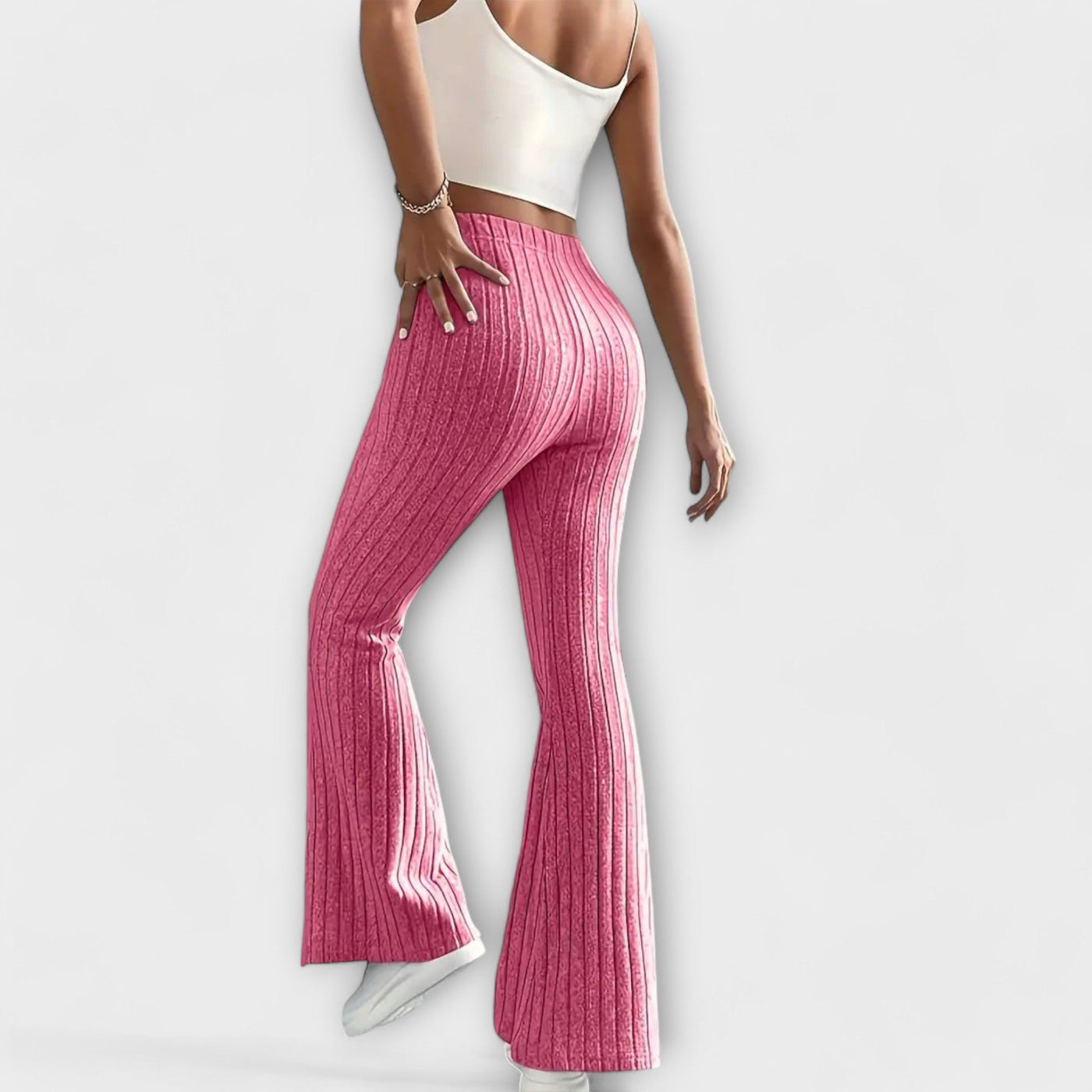 Luretta – Flared Trousers with Fine Structure