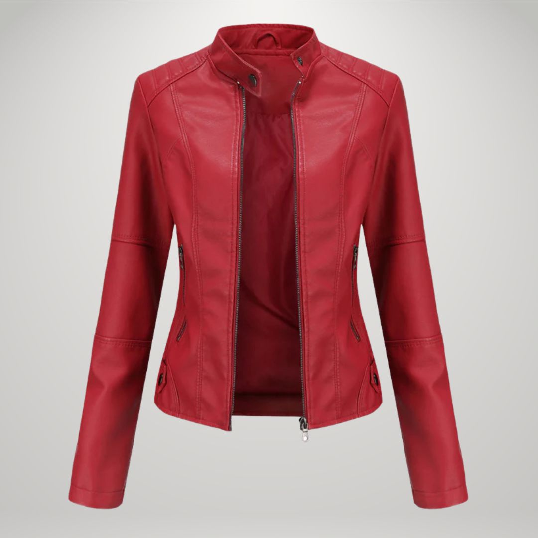 Elodie - Faux Leather Biker Jacket