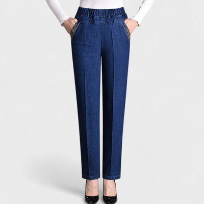 Maira - Women's Jeans with Side Pockets and Elastic Waist