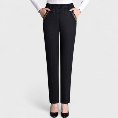 Maira - Women's Jeans with Side Pockets and Elastic Waist