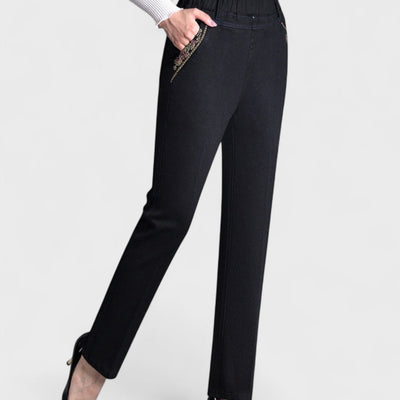 Elisa - Women's Jeans with Side Pockets and Elastic Waist