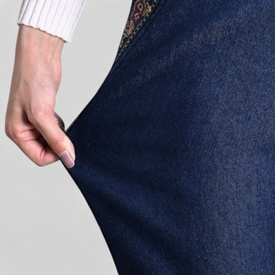 Maira - Women's Jeans with Side Pockets and Elastic Waist